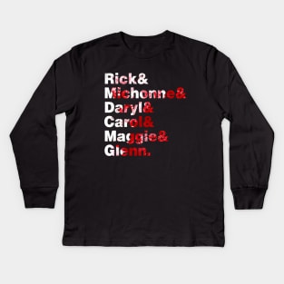 Rick & Michonne & Daryl & Carol & Maggie & Glenn Kids Long Sleeve T-Shirt